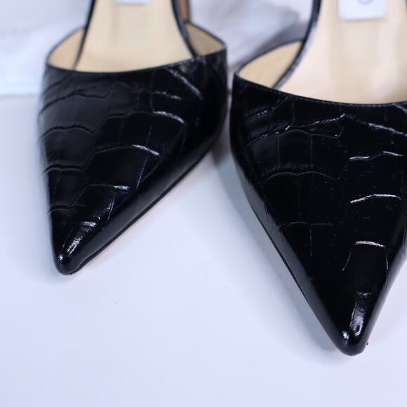 JIMMY CHOO Addison D'Orsay Pump Black Croc Embossed Leather Women's 35.5/US 5.5 - Picture 3 of 8
